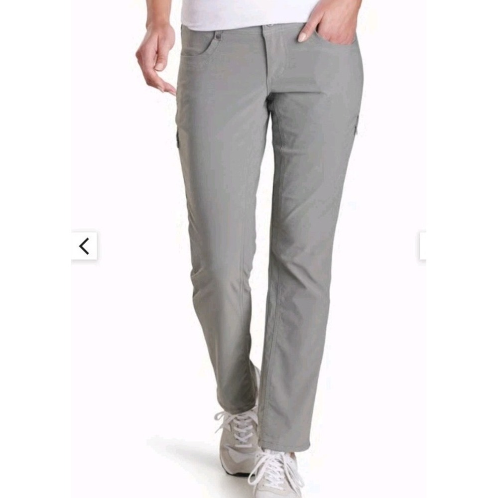 NWOT Kuhl Pants Capri 8 Trekr Gray Straight Outdoor Hiking Stretch Drawstring